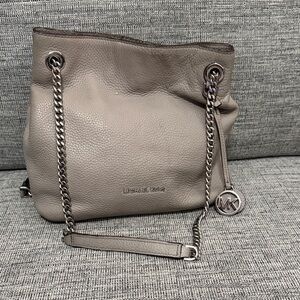 Michael Kors Jet Set  Leather Shoulder Bag (Gray) (Note: Small spot on front)